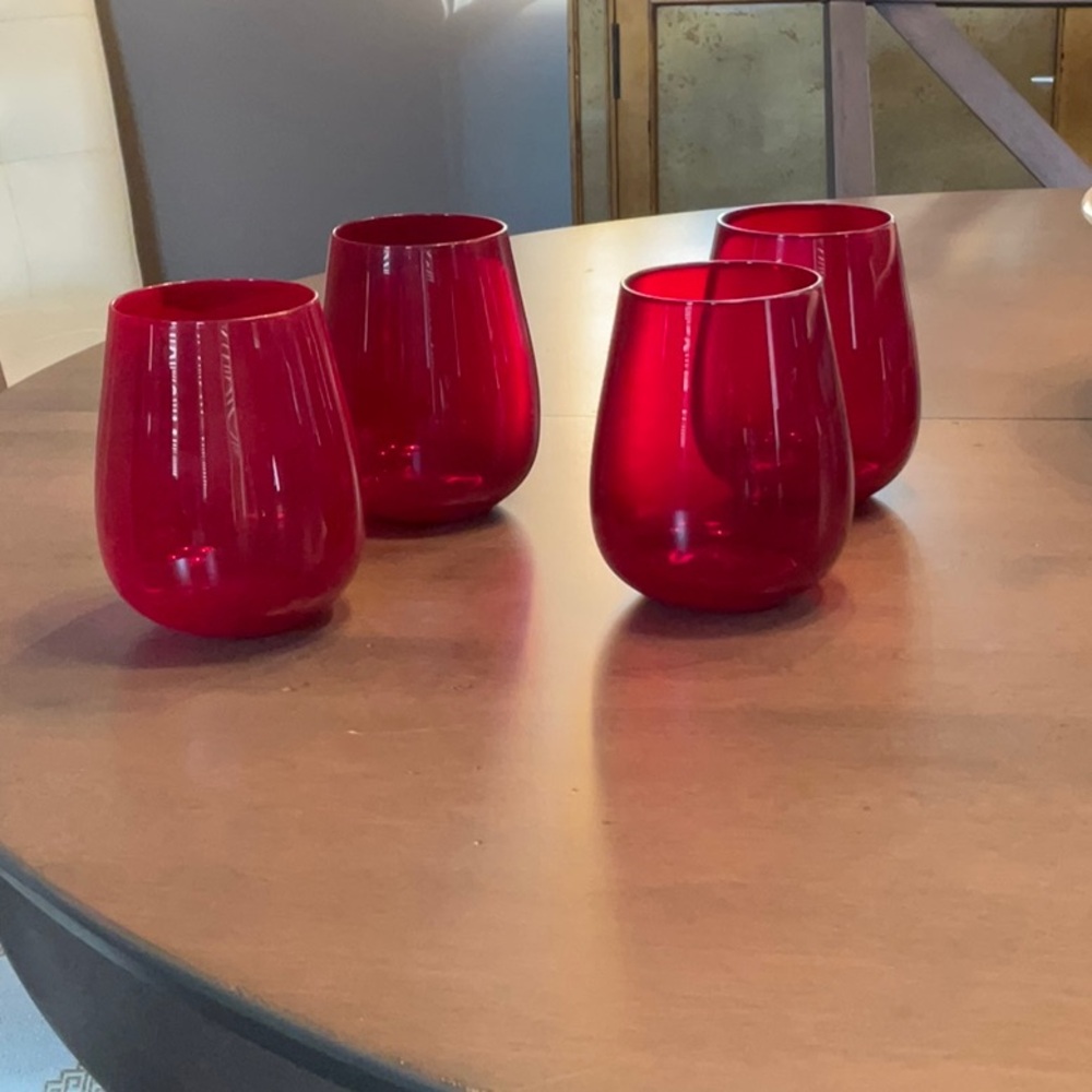 Lenox stemless colored wine glasses. Set of 4. Excellent condition.